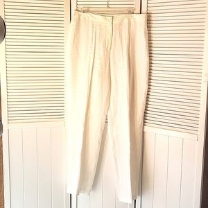 KATHERINE KELLY SZ16 OFF WHITE IRISH LINEN PANTS